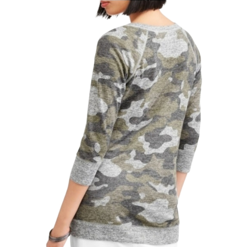 NO BOUNDARIES Camo Raglan Shirt S 3/4 Sleeve Tunic Top Small SUPER SOFT - Picture 2 of 14